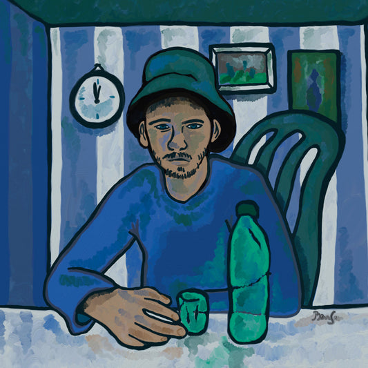 Poor Man With Bottle Of Water